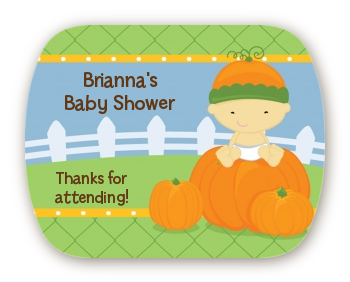 Pumpkin Baby Asian - Personalized Baby Shower Rounded Corner Stickers