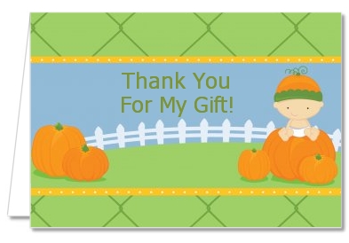 Pumpkin Baby Caucasian - Baby Shower Thank You Cards