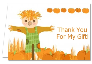 Pumpkin Patch Scarecrow Fall Theme - Thanksgiving Thank You Cards