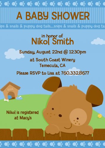 Puppy Dog Tails Boy - Baby Shower Invitations