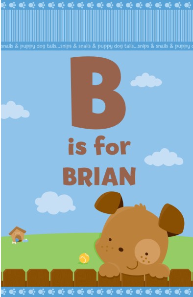 Puppy Dog Tails Boy - Personalized Baby Shower Nursery Wall Art