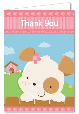 Puppy Dog Tails Girl - Baby Shower Thank You Cards