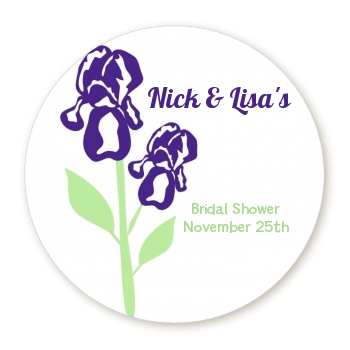  Purple Irises - Round Personalized  Sticker Labels 