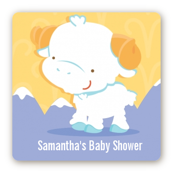 Ram | Aries Horoscope - Square Personalized Baby Shower Sticker Labels