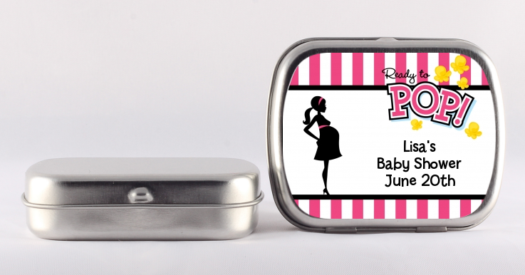  Ready To Pop Pink - Personalized Baby Shower Mint Tins Dark Pink