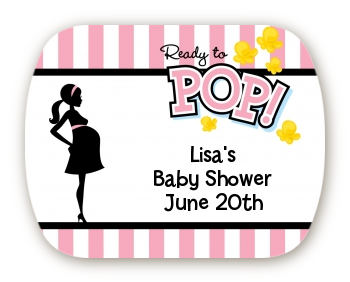  Ready To Pop Pink - Personalized Baby Shower Rounded Corner Stickers Light Pink