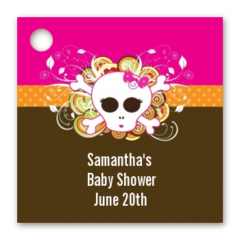 Rock Star Baby Girl Skull - Personalized Baby Shower Card Stock Favor Tags