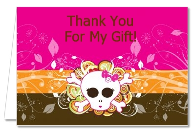 Rock Star Baby Girl Skull - Baby Shower Thank You Cards
