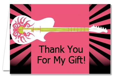 Rock Star Guitar Pink - Birthday Party Thank You Cards