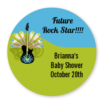  Future Rock Star Boy - Round Personalized Baby Shower Sticker Labels 