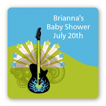 Future Rock Star Boy - Square Personalized Baby Shower Sticker Labels