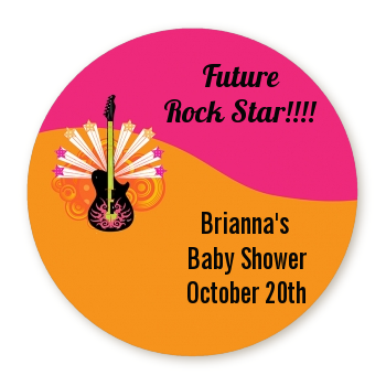 Future Rock Star Girl - Round Personalized Baby Shower Sticker Labels 