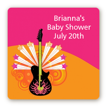 Future Rock Star Girl - Square Personalized Baby Shower Sticker Labels