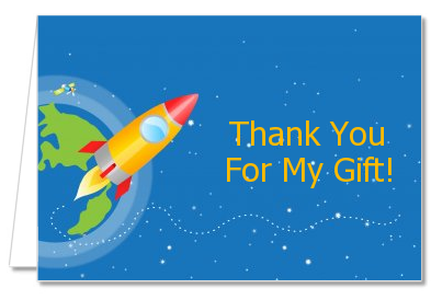 Rocket Ship - Birthday Party Thank You Cards