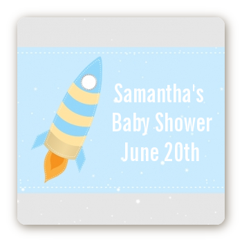 Rocket Ship - Square Personalized Baby Shower Sticker Labels