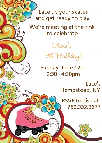 Roller Skating - Birthday Party Invitations