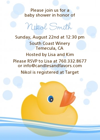 Rubber Ducky - Baby Shower Invitations