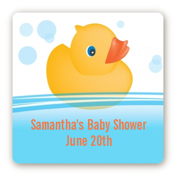 Rubber Ducky - Square Personalized Baby Shower Sticker Labels