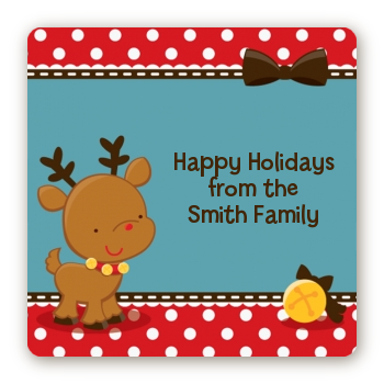 Rudolph the Reindeer - Square Personalized Christmas Sticker Labels