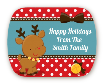 Rudolph the Reindeer - Personalized Christmas Rounded Corner Stickers
