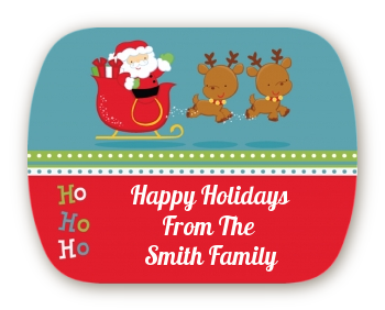 Santa And His Reindeer - Personalized Christmas Rounded Corner Stickers