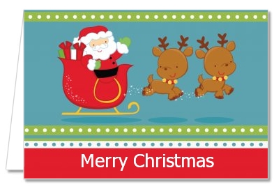 Santa And His Reindeer - Christmas Thank You Cards