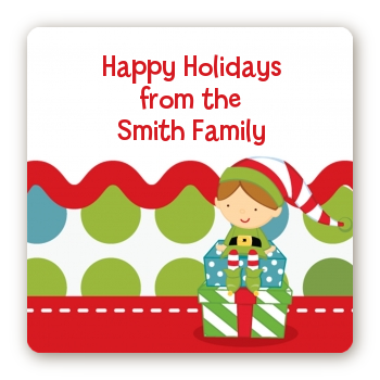 Santa's Little Elf - Square Personalized Christmas Sticker Labels