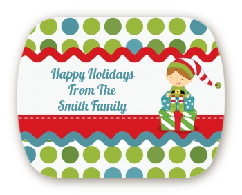 Santa's Little Elf - Personalized Christmas Rounded Corner Stickers