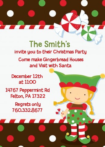 Santa's Little Elfie - Christmas Invitations