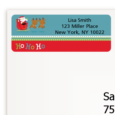 Santa And His Reindeer - Christmas Return Address Labels