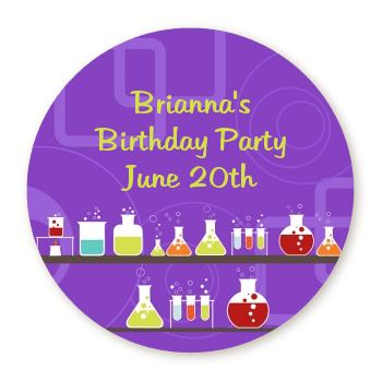  Science Lab - Round Personalized Birthday Party Sticker Labels 