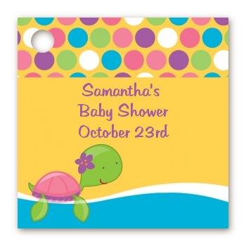 Sea Turtle Girl - Personalized Baby Shower Card Stock Favor Tags