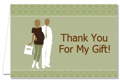 Silhouette Couple African American It's a Baby Neutral - Baby Shower Thank You Cards