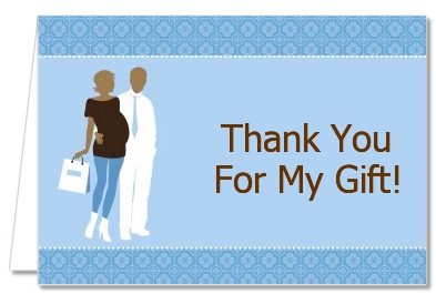 Silhouette Couple African American It's a Boy - Baby Shower Thank You Cards