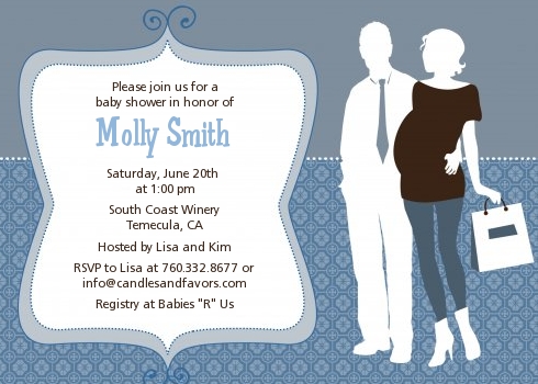  Silhouette Couple | It's a Boy - Baby Shower Invitations Dark Blue