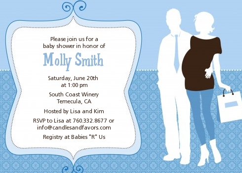  Silhouette Couple | It's a Boy - Baby Shower Invitations Dark Blue