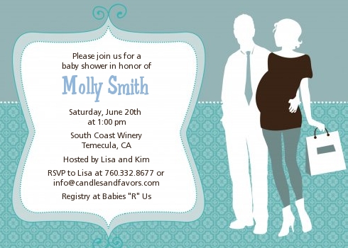  Silhouette Couple | It's a Boy - Baby Shower Invitations Dark Blue