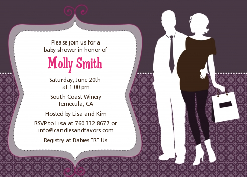  Silhouette Couple | It's a Girl - Baby Shower Invitations Light Pink