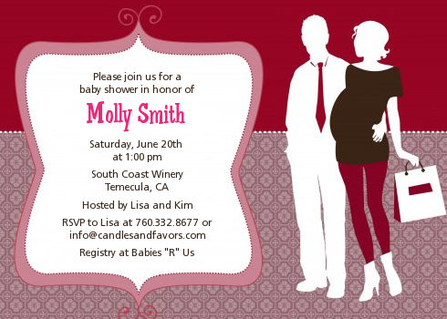  Silhouette Couple | It's a Girl - Baby Shower Invitations Light Pink