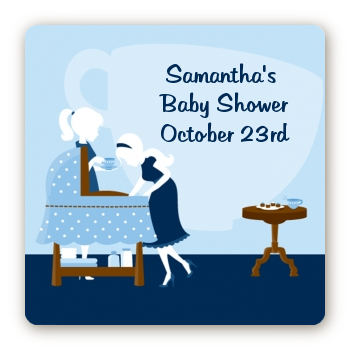 Sip and See It's a Boy - Square Personalized Baby Shower Sticker Labels