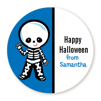  Skeleton - Round Personalized Halloween Sticker Labels 