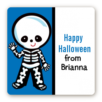 Skeleton - Square Personalized Halloween Sticker Labels