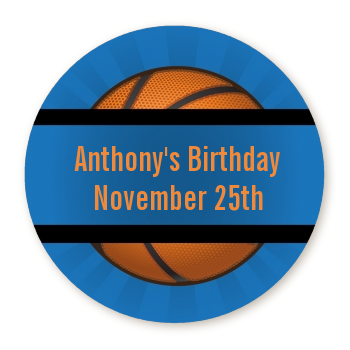  Slam Dunk - Round Personalized Birthday Party Sticker Labels 