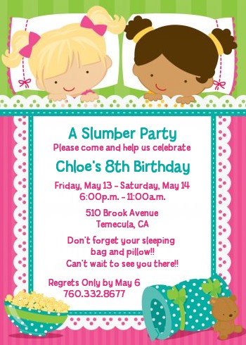 Slumber Party with Friends - Birthday Party Invitations