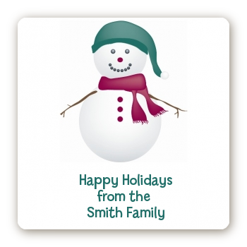 Snowman - Square Personalized Christmas Sticker Labels