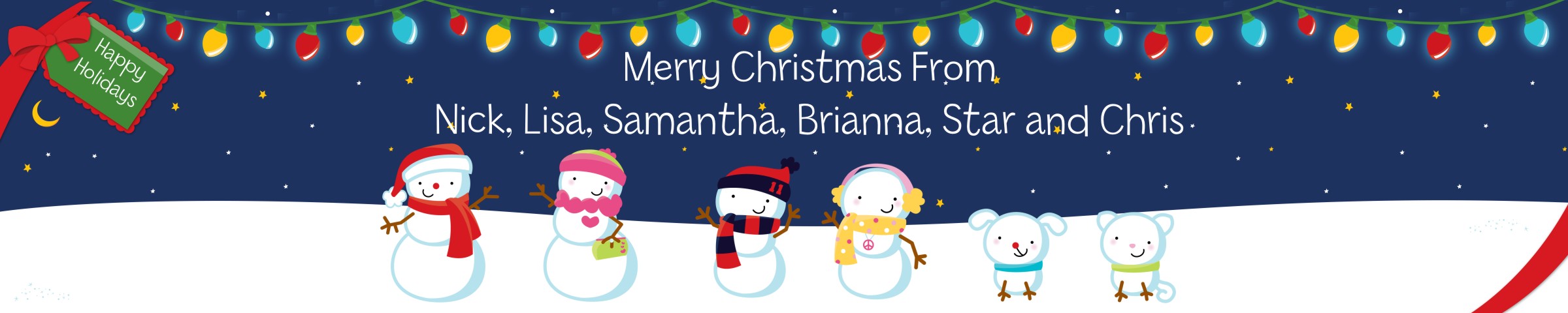  Snowman Family with Lights - Personalized Christmas Banners 