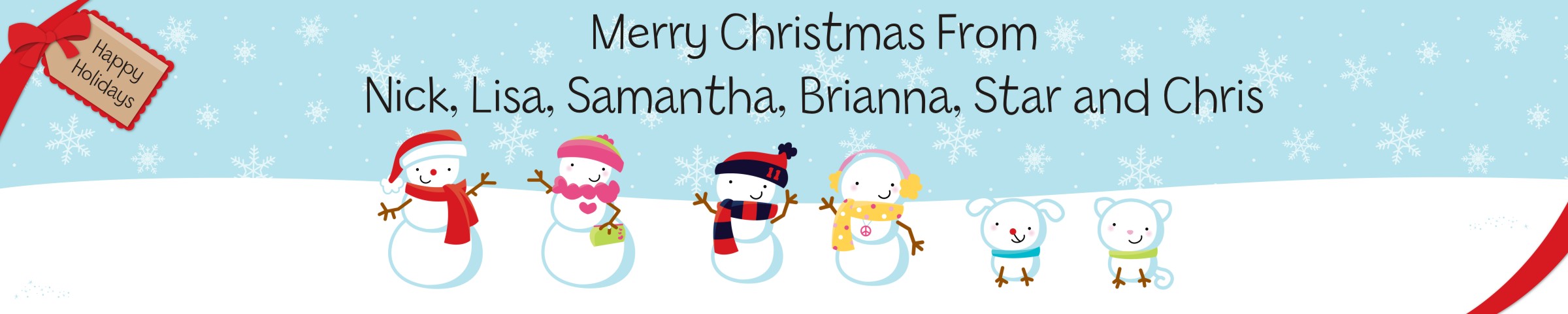  Snowman Family with Snowflakes - Personalized Christmas Banners 