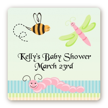 Snug As a Bug - Square Personalized Baby Shower Sticker Labels