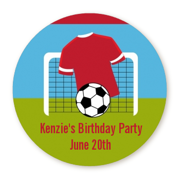  Soccer - Round Personalized Birthday Party Sticker Labels 