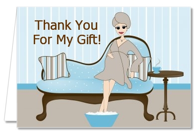 Spa Mom Blue - Baby Shower Thank You Cards